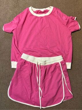 Women’s Pink 2-Piece Tennis Set with Cream Trim